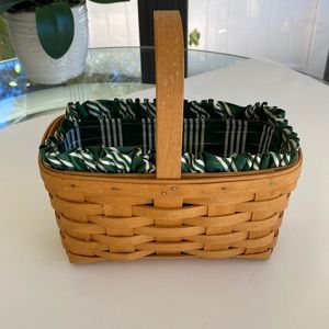 Longaberger Vintage Basket with Green Liner and Protector